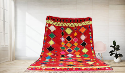 Red Moroccan Rugs - Handmade Beni Ourain Style - berber area rug - Large authentic Moroccan rug - Teppich marokko